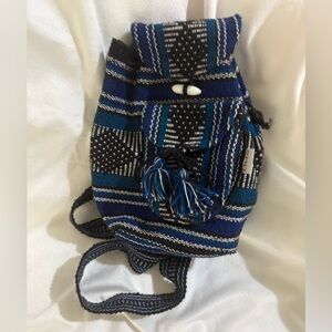 Blue and Black Patterned Zarape Backpack